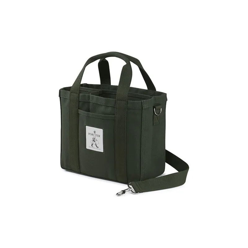 PORTER Heavy Plain Weave Canvas One Shoulder Crossbody Canvas Bag Handbag Unisex Green-1