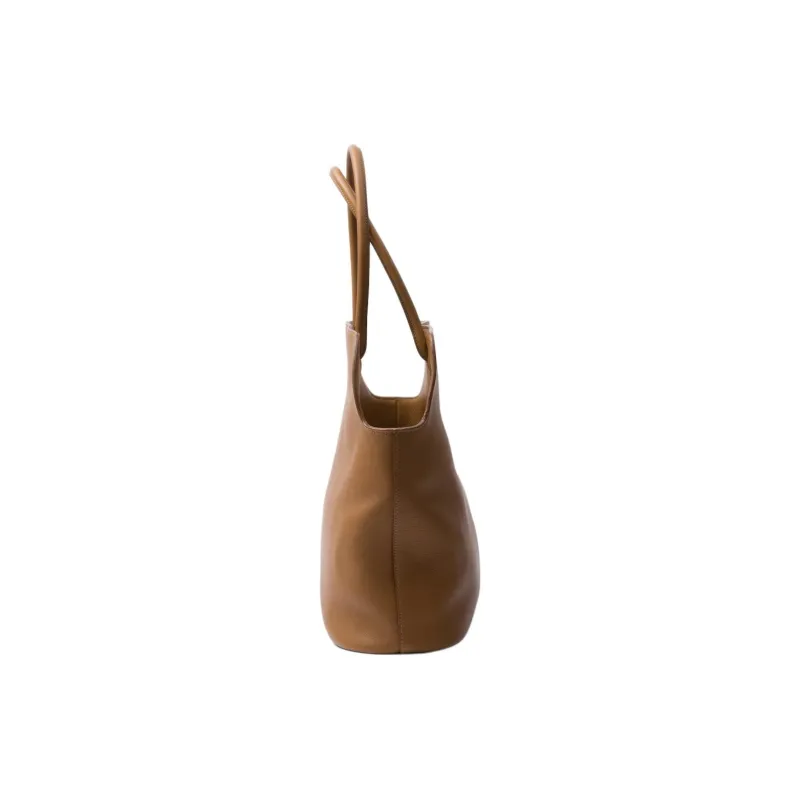 PRADA Leather Tote Bag, Shopping Bag, Handbag Large Size Women's Caramel-2