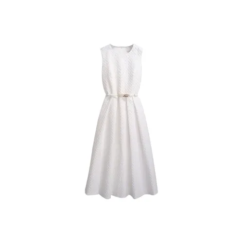 Silky Queen Sleeveless Dresses Women's White