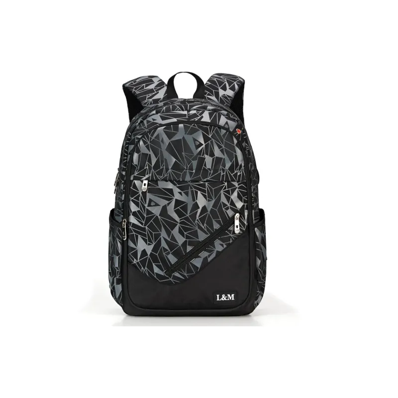 L&M Oxford Backpack Laptop Bags Regular Unisex Black-1