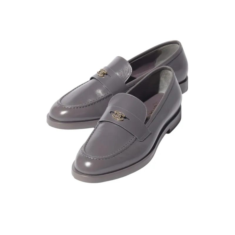 CHANEL Loafers 2cm Women's Gray-2