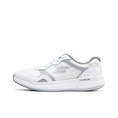 Skechers Go Run Pulse Cushioning Wear Resistant Low Top Running Shoes Men's White Gray