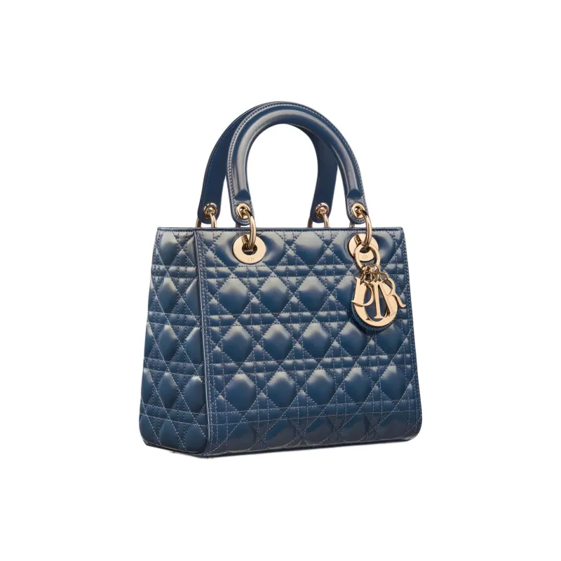 DIOR Lady Dior Cow Leather Shoulder Bag Crossbody Bag Handbag Medium Size Women's Light Midnight Blue-1
