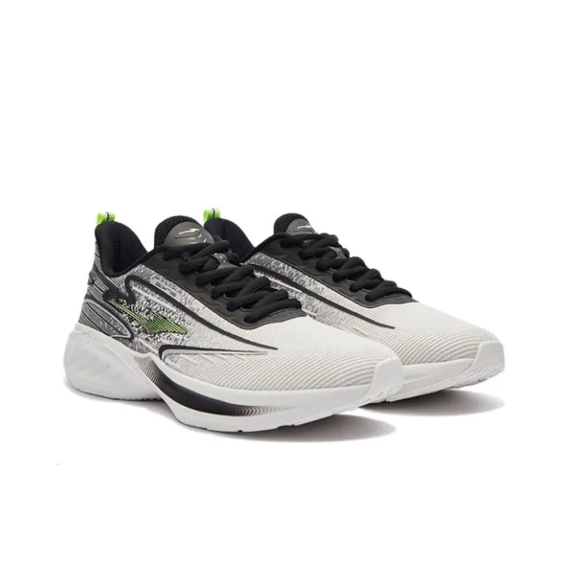 Erke Cushioned Slip Resistant Abrasion Resistant Low Top Casual Running Shoes Men's Black Gray-2