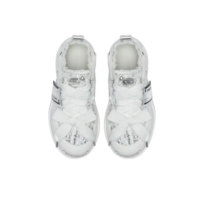 SMILEREPUBLIC Silver Scales Slip-Resistant Height Increasing Low-Top Canvas Shoes Unisex Silver-2