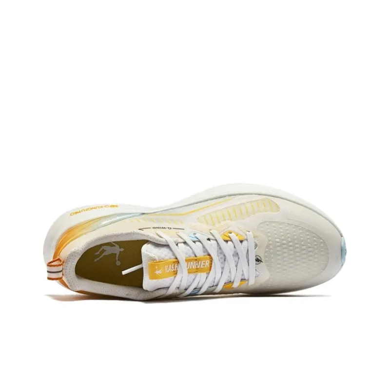 QIAODAN Popularity 12 Slip Resistant, Breathable, And Resilient Low Top Running Shoes Men's White Yellow-4