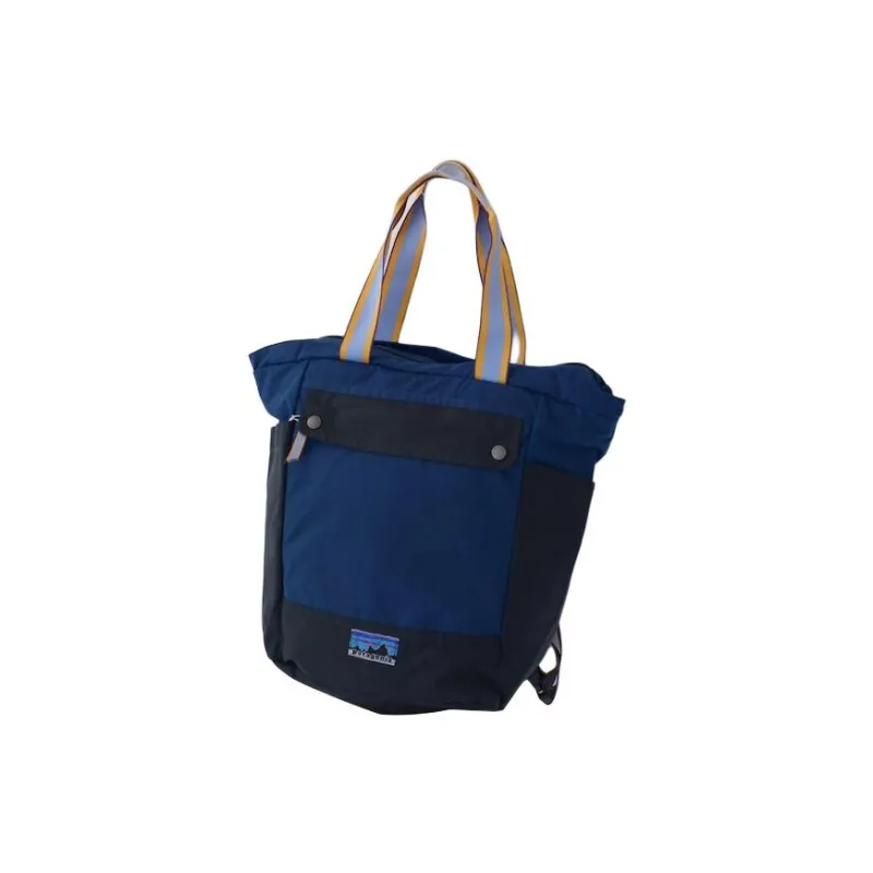 Patagonia Cotton Plain Weave Woven Fabric Tote Bag Shopping Bag Shoulder Bag Handbag Regular Unisex Marine Blue & Black-2