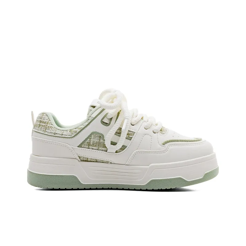 Warrior Wear resistant And Lightweight Low Top Skateboard Shoes Women's Beige Green-1