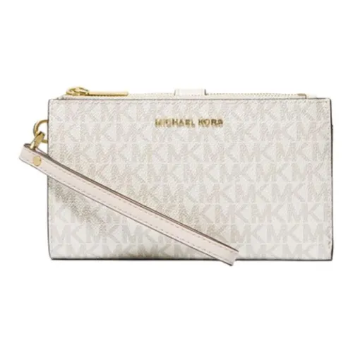 MICHAEL KORS Jet Set Coated Canvas Wallet Large Size Women's Cream White