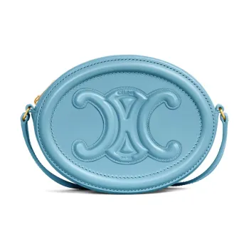 CELINE Triomphe Cow Leather Mooncake Bag Wallet Shoulder Bag Crossbody Bag Small Size Women's Denim Blue