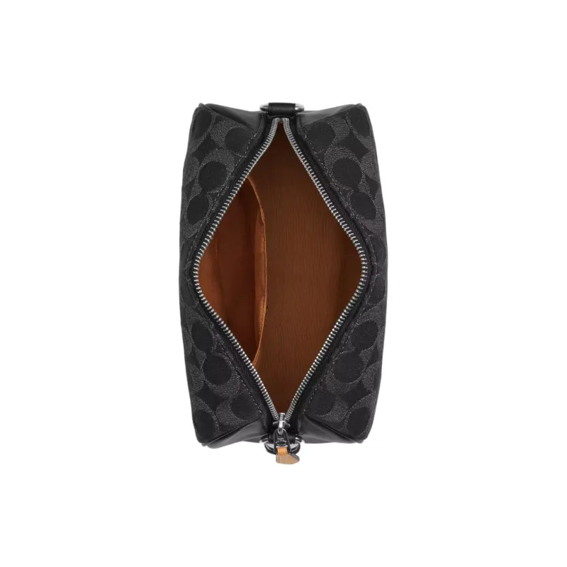 COACH Iconic Denim With Smooth Calfskin Shoulder Bag Crossbody Bag Small Size Women's Black-2