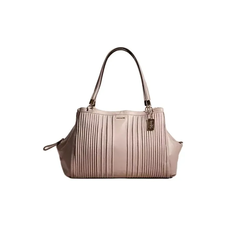 COACH Madison Fine Pleated Leather Tote Bag Shopping Bag Shoulder Bag Handbag Large Size Women's Ash Birch-0