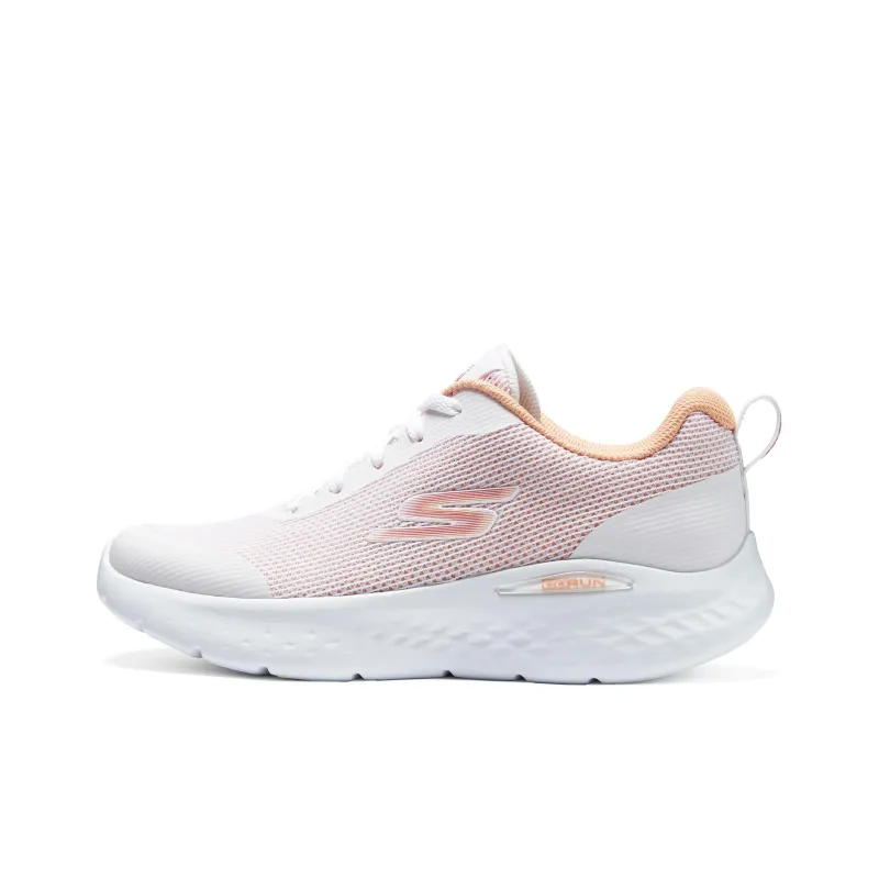 Skechers Go Run Lite Cushioning Breathable Low Top Casual Running Shoes Women's White Orange-0