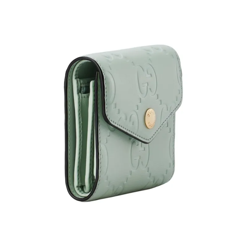 GUCCI Leather Wallet Medium Size Women's Light Green-1