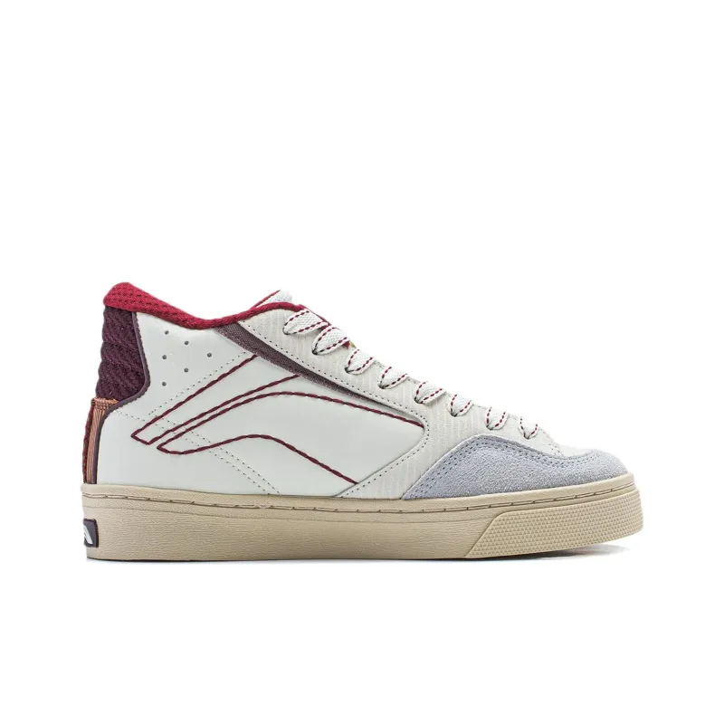 LiNing Wave 180 Slip Resistant Cushioning Support Wear Resistant Low Top Skateboard Shoes Men's White Red-1