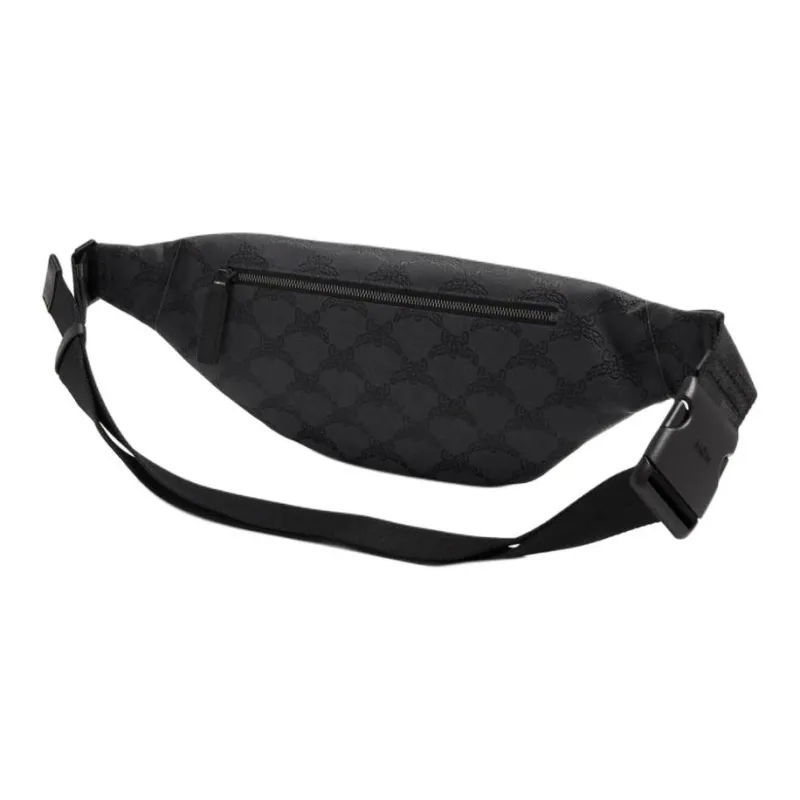 MCM Fabric With Leather One Shoulder Crossbody Fanny Pack Medium Size Men's Gray-1