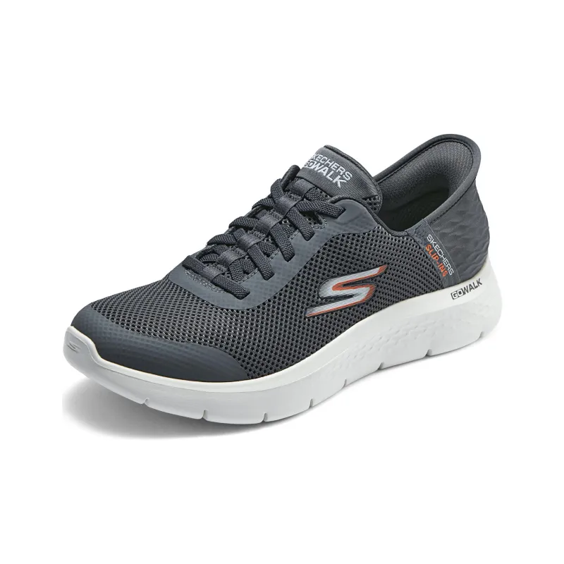 Skechers Go Walk Flex Casual Shoes Men Low Top Gray/Black/White/Orange-2