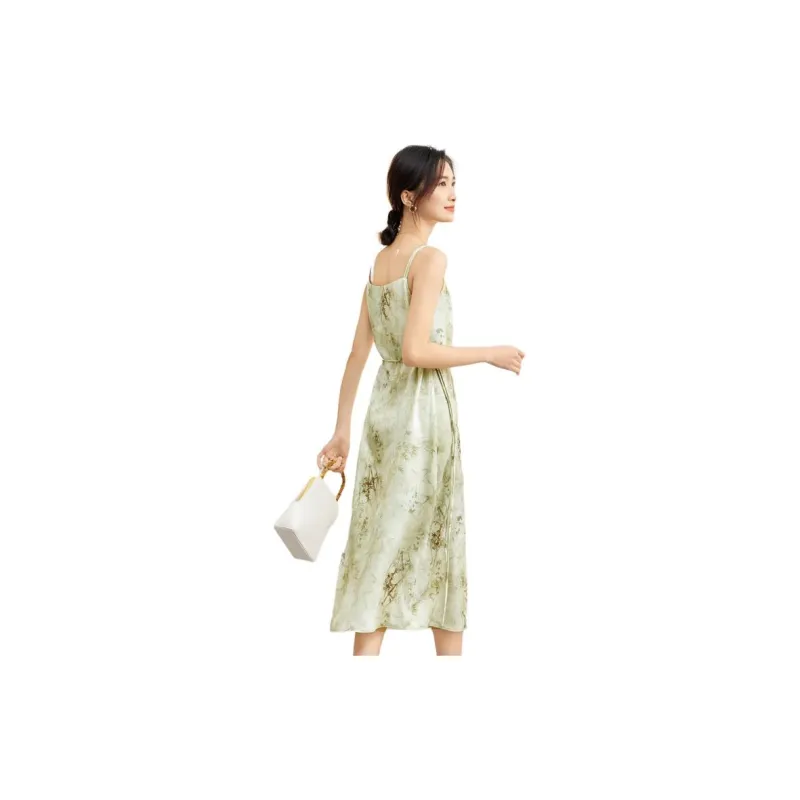 SENTUBILA Slip Dresses Women's Dark Bamboo Green-1