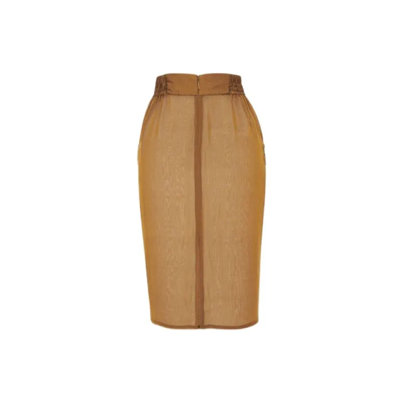 SAINT LAURENT Zip Detailed Pencil Skirt-1