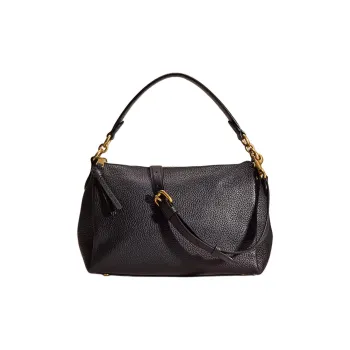COACH Shay Soft Pebbled Leather Handbag Shoulder Bag Crossbody Bag Large Size Women's Brass & Black