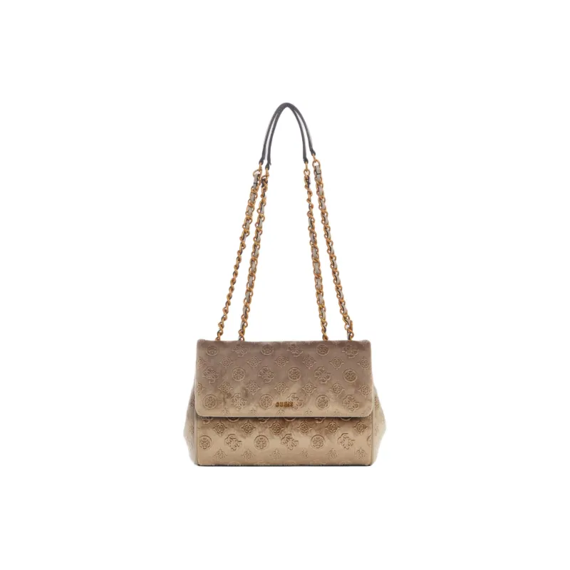 GUESS Velvet Shoulder Bag Crossbody Bag Women's Light Brown-0