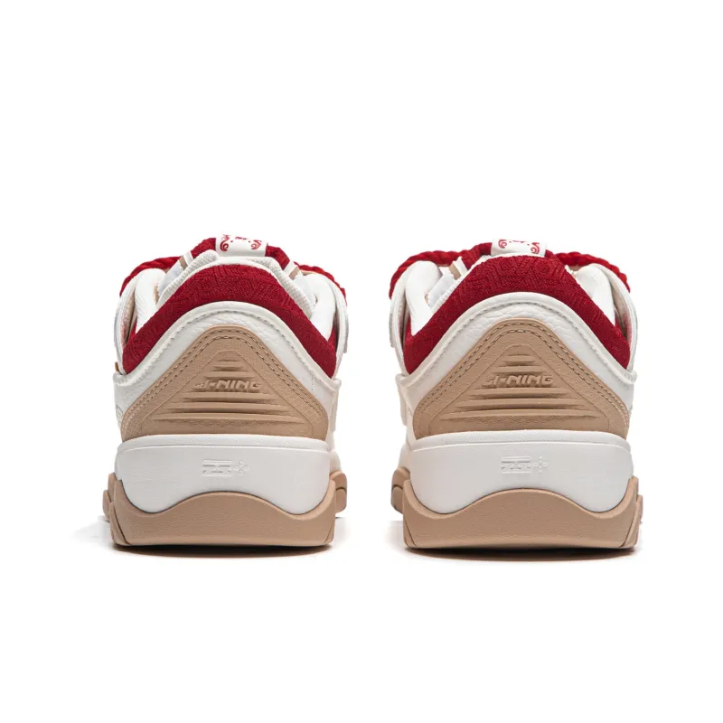 LiNing Zhi Cheng 2.0 Rouge Memory Cushioning Wear-Resistant Low-Top Skateboard Shoes Unisex White Red-5