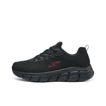 Skechers Cushioned Slip Resistant Breathable Low Top Running Shoes Men's Black