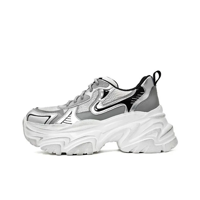 MYKI Chunky Sneakers Women's Low Top Silver-10