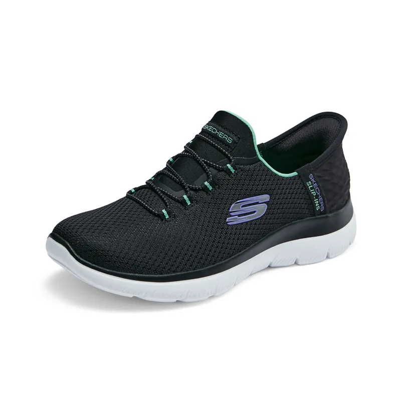 Skechers Summits Hands Free Slip Ins Technology Anti Slip Wear Resistant Low Top Casual Shoes Women's Black Green-2