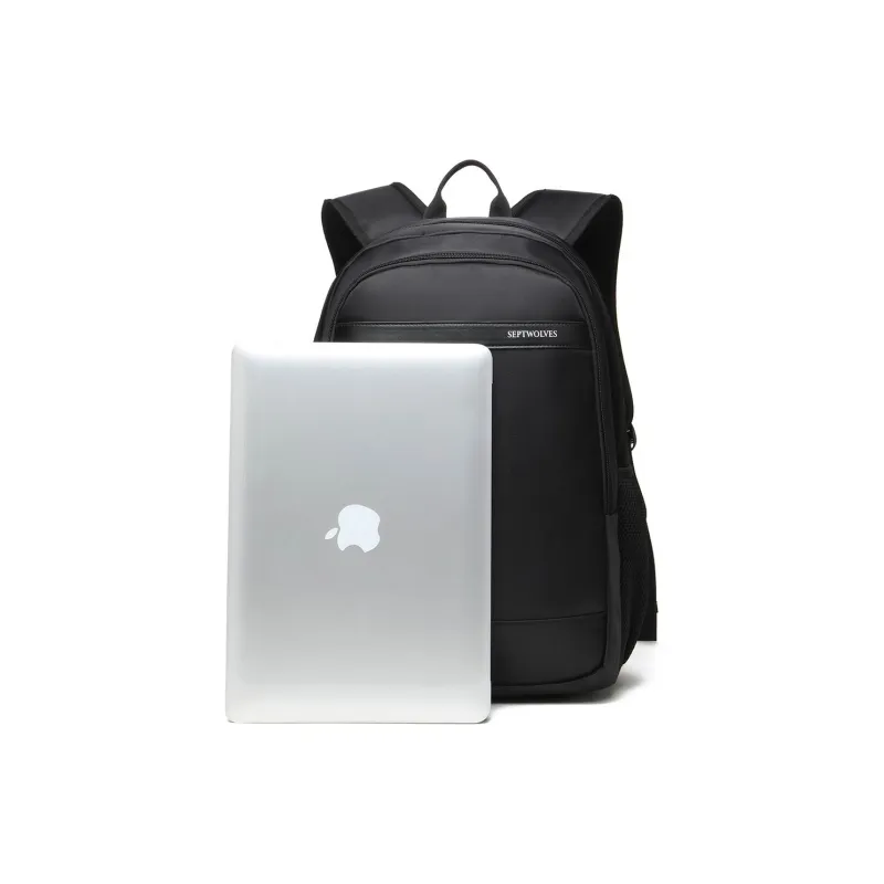 SEPTWOLVES Fabric Backpack Laptop Bag Travel Bag Regular Men's Black-2