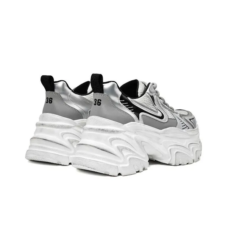 MYKI Chunky Sneakers Women's Low Top Silver-13