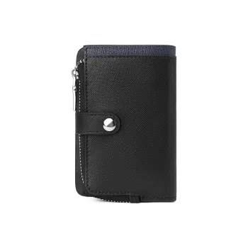NAVIGARE Cow Leather 2 in 1 Car Key Pouch Card Holder, Wallet Small Size Men's Black & Blue