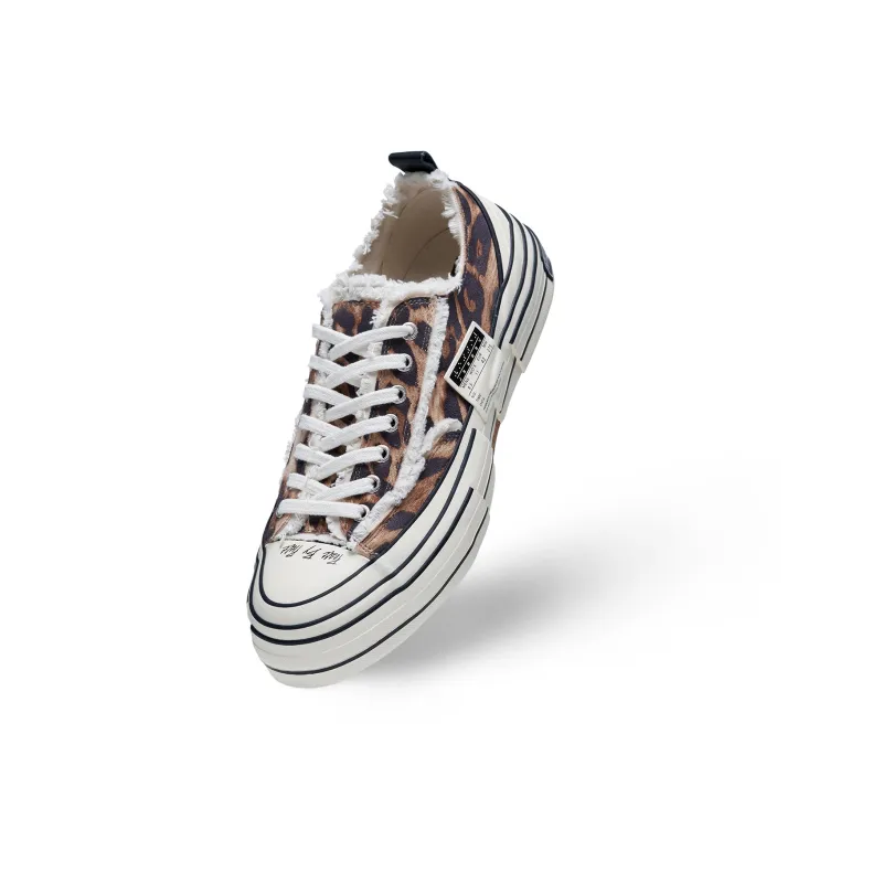 VESSEL Leopard Print Anti Slip Wear Resistant Low Top Canvas Shoes Unisex Brown-4