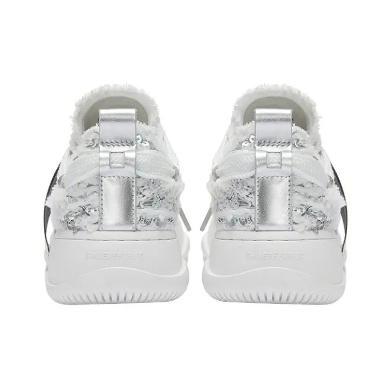 SMILEREPUBLIC Silver Scales Slip-Resistant Height Increasing Low-Top Canvas Shoes Unisex Silver-4