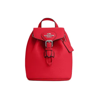 COACH Amelia Soft Pebbled Leather Backpack Small Size Women's Red