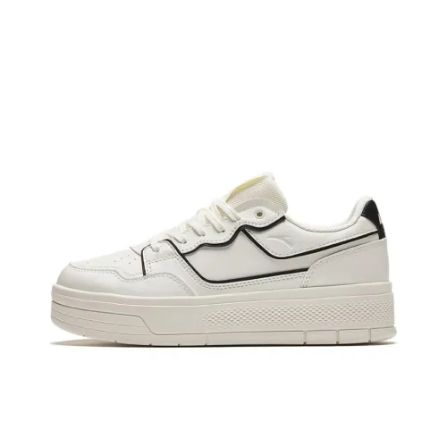 ANTA Skateboard Shoes Women's Low-Top Ivory White/Basic Black