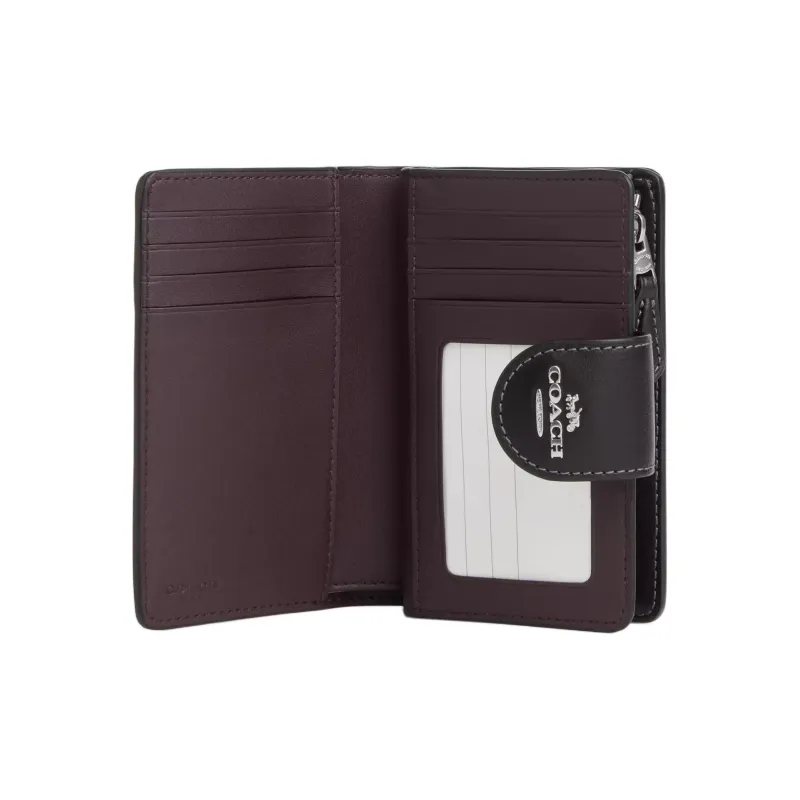 COACH Corner Zip Coated Canvas Bag Wallet Mini Women's Brown Black Multicolor-1