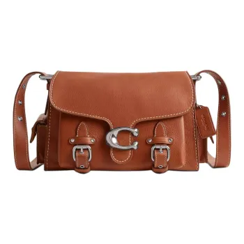 COACH Soft Tabby Grained Leather Shoulder Bag Crossbody Bag Medium Size Women's Silver & Polished Amber