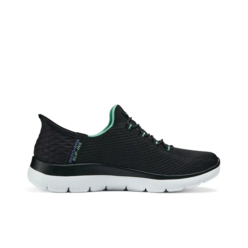 Skechers Summits Hands Free Slip Ins Technology Anti Slip Wear Resistant Low Top Casual Shoes Women's Black Green-1