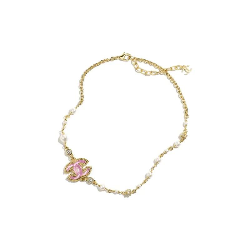 CHANEL Metal, Resin, Artificial Pearl, Rhinestone, Crystal Necklaces Women's Gold-1