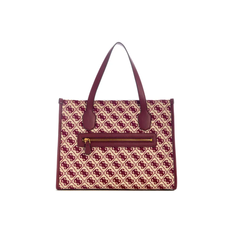 GUESS Artificial Leather Tote Bag Shopping Bag Shoulder Bag Crossbody Bag Handbag Women's Burgundy-2