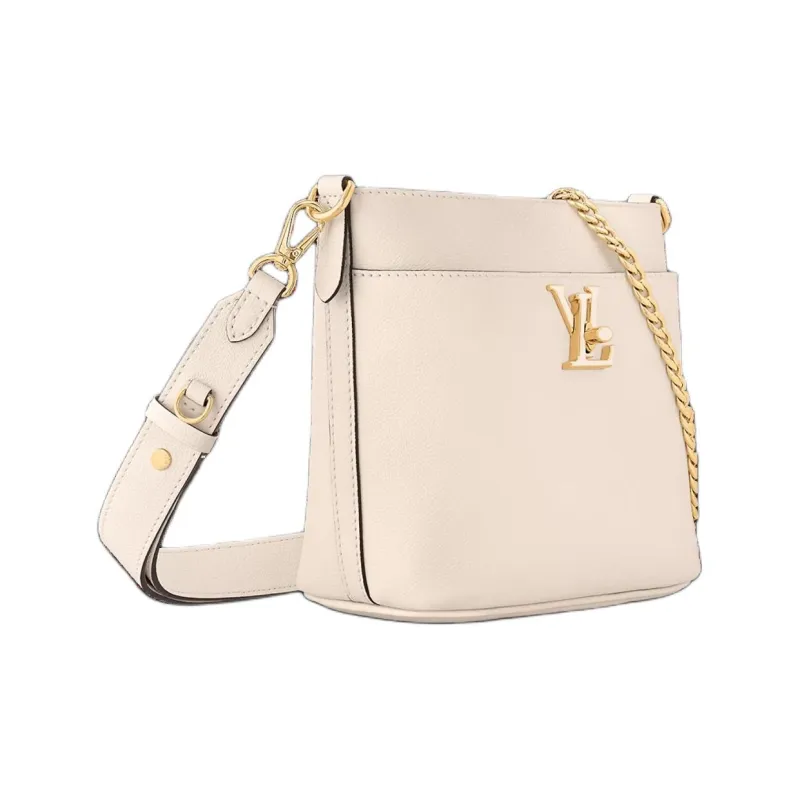 LOUIS VUITTON Grain Calfskin Bucket Bag, Shoulder Bag, Crossbody Bag Women's Quartz White-1