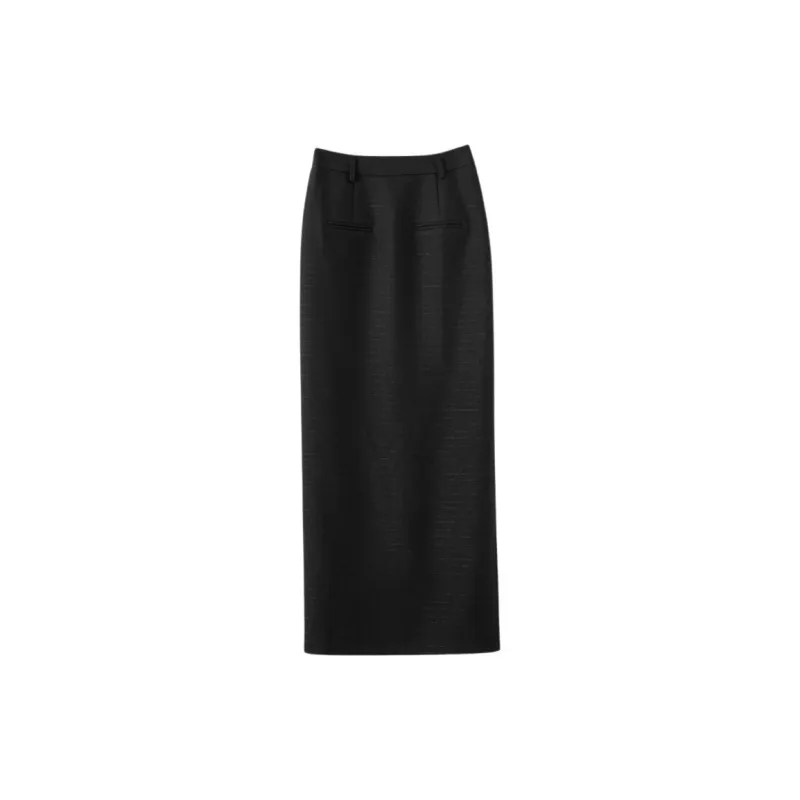 Late White Casual Long Skirts Women's Black-2