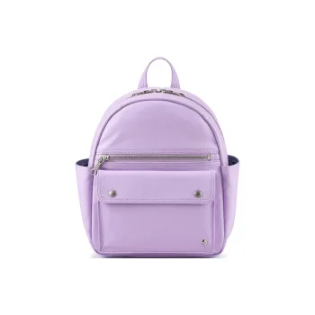 PORTER Linen With PU And Leather Patchwork Backpack Unisex Honey Lavender