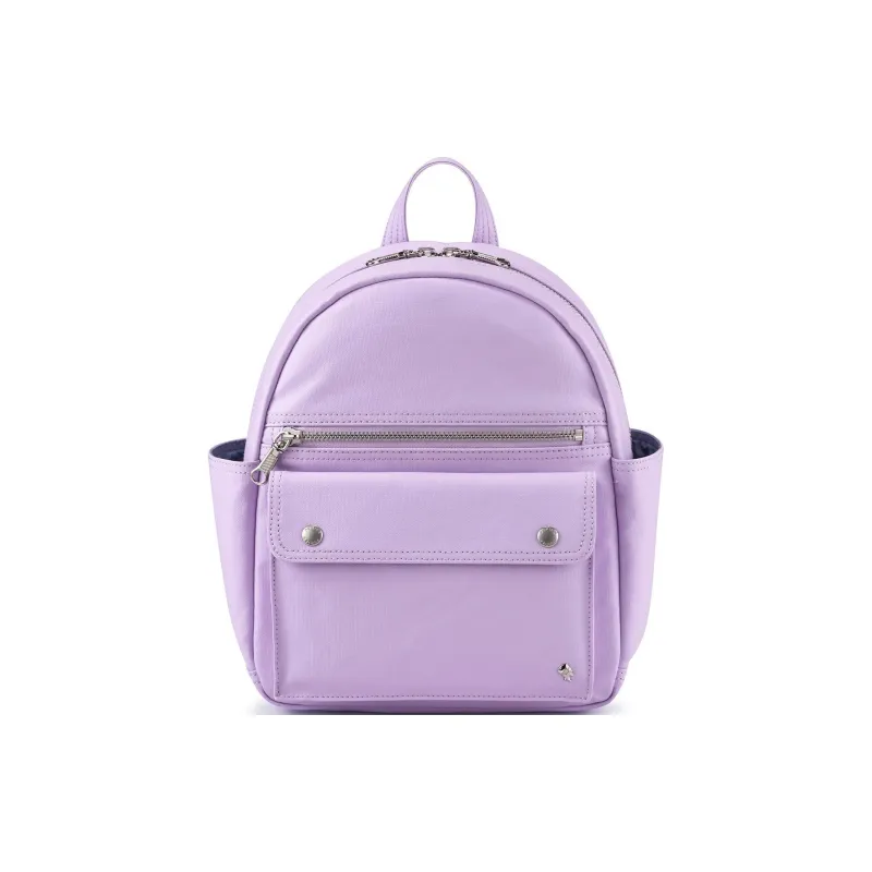 PORTER Linen With PU And Leather Patchwork Backpack Unisex Honey Lavender-0