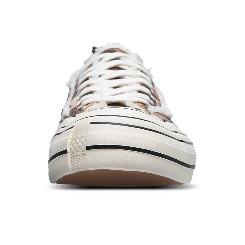 VESSEL Leopard Print Anti Slip Wear Resistant Low Top Canvas Shoes Unisex Brown-5