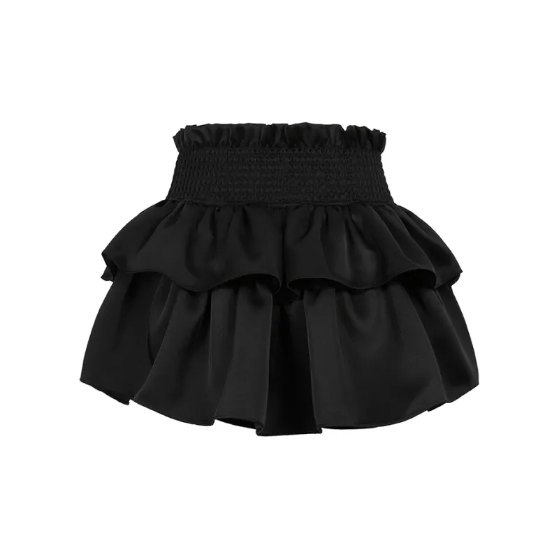 Three Quarters Casual Short Skirts Women's Black-1