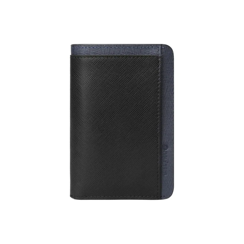 NAVIGARE Cow Leather 2 in 1 Car Key Pouch Card Holder, Wallet Trumpets Men's Black & Blue-1