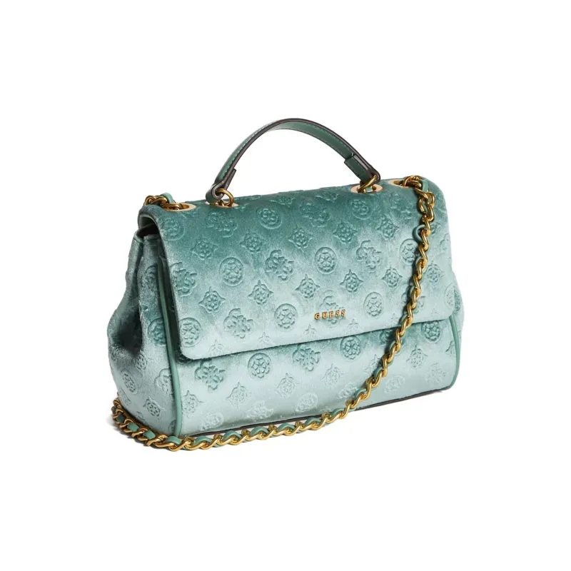 GUESS Velvet Handbag Shoulder Bag Crossbody Bag Women's Green-1