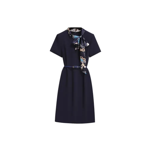 Silky Queen Short-Sleeved Dresses Women's Navy Blue